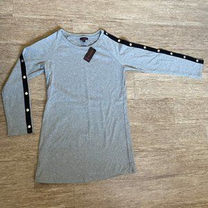 Material Girl Heather Gray Black Stripe Sweatshirt